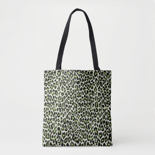Leopard, cheetah, dierlijk gedrukt groen tote bag (Voorkant)