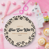Leopard Cheetah Four Ever Wild 4th Verjaardagsfees Papieren Bordje (Feest)