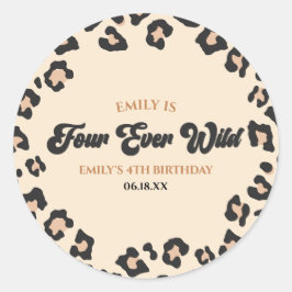 Leopard Cheetah Four Ever Wild 4th Verjaardagsfees Ronde Sticker