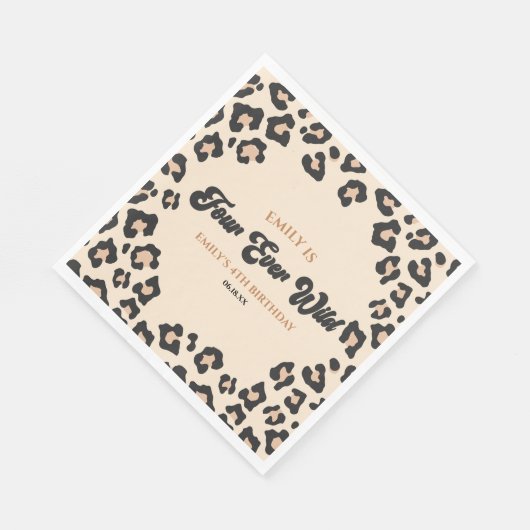 Leopard Cheetah Four Ever Wild 4th Verjaardagsfees Servet (Hoek)