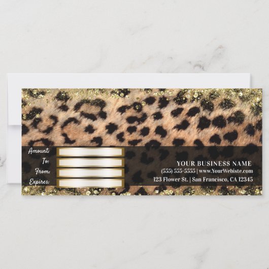 Leopard Cheetah Gold Glitter Glam Gift Certificate (Achterkant)