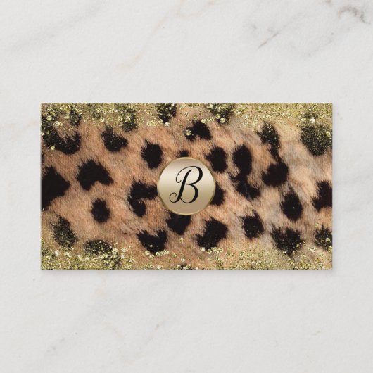 Leopard Cheetah Gold Glitter Klantloyaliteit Klantenkaartje (Voorkant)