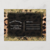 Leopard Cheetah Gold Glitter Monogram Flyer Mailer Aankondigingskaart (Achterkant)