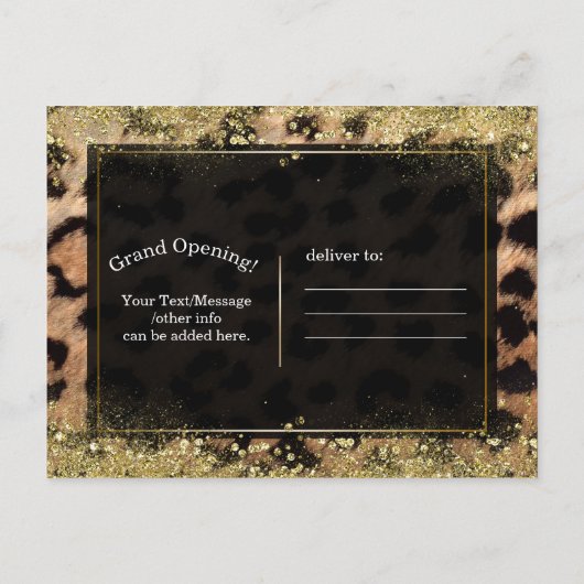 Leopard Cheetah Gold Glitter Monogram Flyer Mailer Aankondigingskaart (Achterkant)