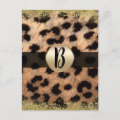Leopard Cheetah Gold Glitter Monogram Flyer Mailer Aankondigingskaart (Voorkant)