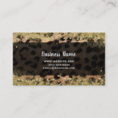 Leopard Cheetah Gold Glitter Monogram Gepersonalis Visitekaartje (Achterkant)