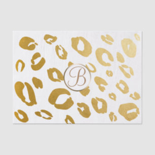 Leopard Cheetah Gold Print Monogram Letter Initiaa Tissuepapier