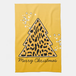 Leopard cheetah kerstboomhanddoeken theedoek