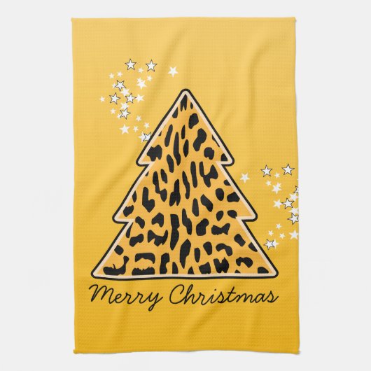 Leopard cheetah kerstboomhanddoeken theedoek (Verticaal)
