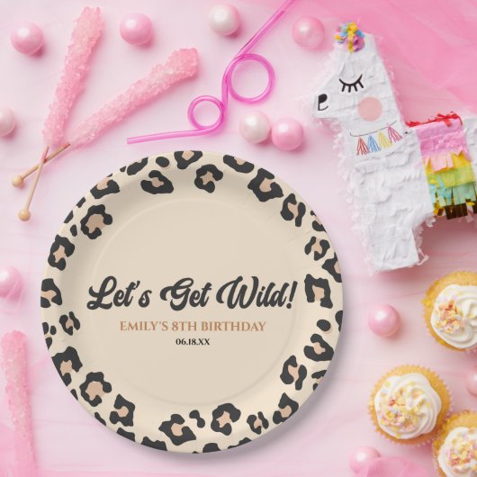 Leopard Cheetah Laten we wild worden! verjaardagsf Papieren Bordje (Feest)