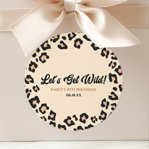 Leopard Cheetah Laten we wild worden! verjaardagsf Ronde Sticker