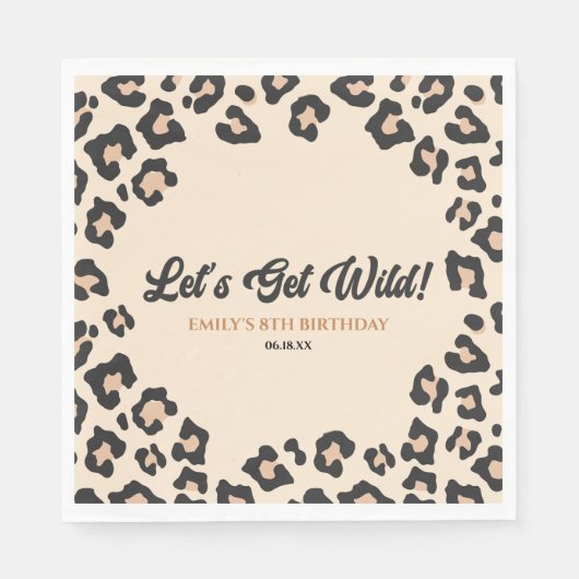 Leopard Cheetah Laten we wild worden! verjaardagsf Servet (Voorkant)