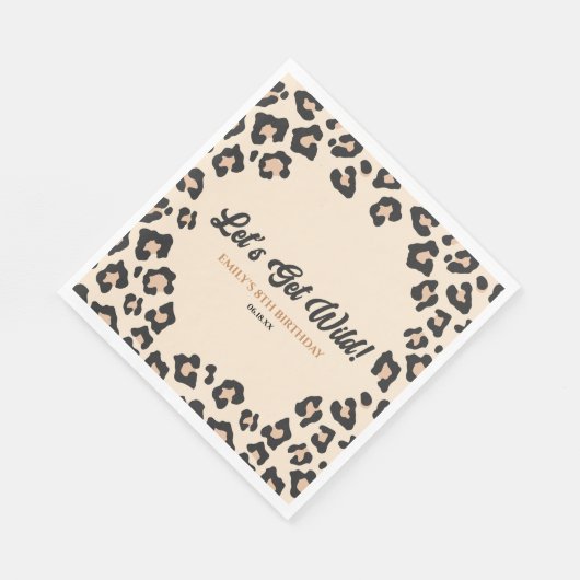 Leopard Cheetah Laten we wild worden! verjaardagsf Servet (Hoek)