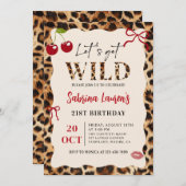 Leopard Cheetah Let’s Get Wild Birthday Invitation Kaart (Voorkant / Achterkant)