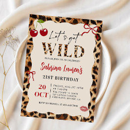 Leopard Cheetah Let’s Get Wild Birthday Invitation Kaart