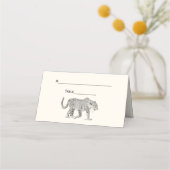 Leopard Cheetah Place Card Escort Kaart Ivoor Plaatskaartje (Achterkant)