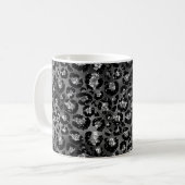 Leopard Cheetah Print Black Silver Grey Koffiemok (Voorkant links)