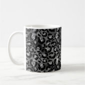Leopard Cheetah Print Black Silver Grey Koffiemok (Links)