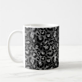 Leopard Cheetah Print Black Silver Grey Koffiemok