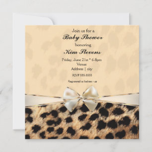 Leopard Cheetah Print Bow Party Shower Kaart