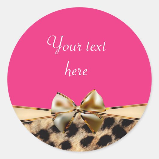 Leopard Cheetah Print Bow Roze Party Stickers (Voorkant)