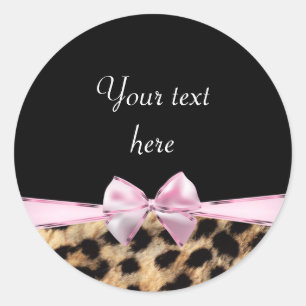 Leopard Cheetah Print Bow Verjaardag Dierenprint Ronde Sticker