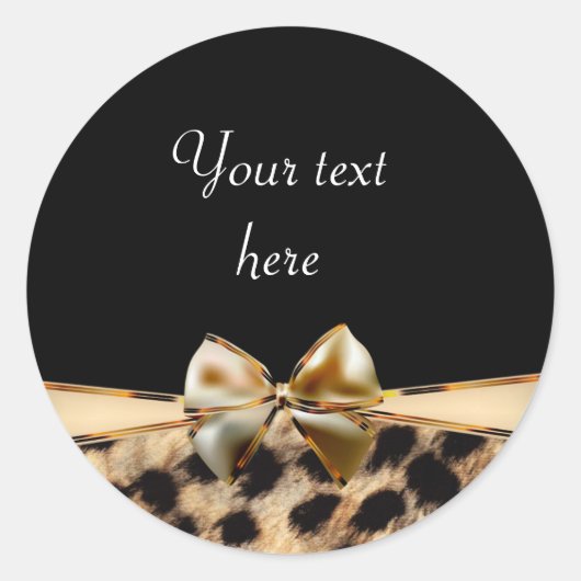 Leopard Cheetah Print Bow Verjaardagsfeestje Stick Ronde Sticker (Voorkant)