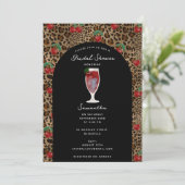 Leopard Cheetah Print Cherry Bridal Shower Kaart (Staand voorkant)