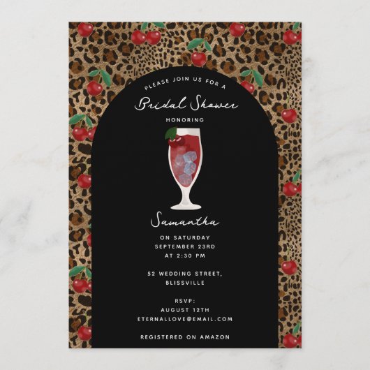 Leopard Cheetah Print Cherry Bridal Shower Kaart (Voorkant)