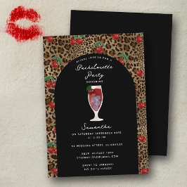 Leopard Cheetah Print Cherry Cocktail Bachelorette Kaart