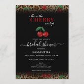 Leopard Cheetah Print Cherry On Top Bridal Shower Kaart (Voorkant)