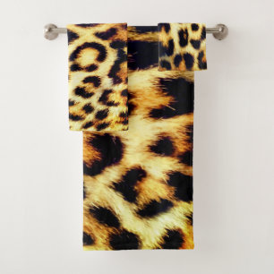 Leopard Cheetah Print Faux Fur Bad Handdoek