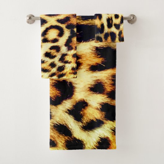 Leopard Cheetah Print Faux Fur Bad Handdoek (Insitu)