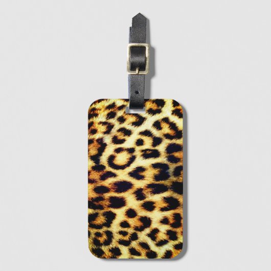 Leopard Cheetah Print Faux Fur Bagagelabel (Voorkant (verticaal))