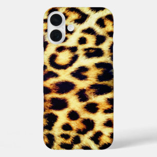 Leopard Cheetah Print Faux Fur iPhone 16 Plus Hoesje