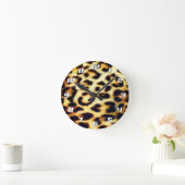Leopard Cheetah Print Faux Fur met cijfers Ronde Klok (Huis)