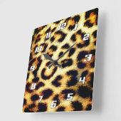 Leopard Cheetah Print Faux Fur met cijfers Vierkante Klok (Hoek)