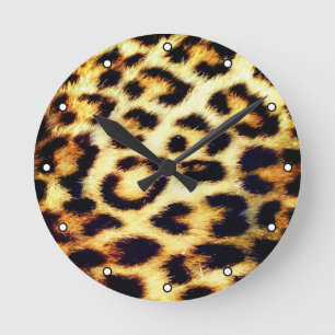 Leopard Cheetah Print Faux Fur met Stippen Ronde Klok