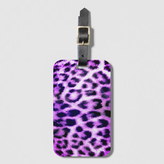 Leopard Cheetah Print Faux roze Bagagelabel (Voorkant (verticaal))
