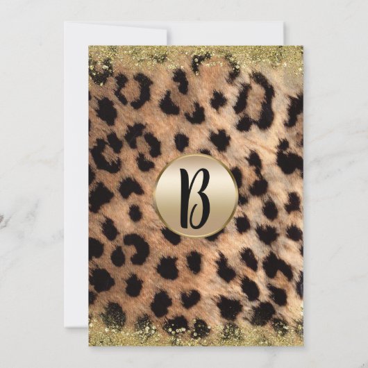 Leopard Cheetah Print Gouden Glitter Verjaardagsfe Kaart (Achterkant)