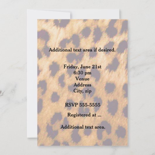 Leopard Cheetah Print Helder Gele Bow Uitnodiging (Achterkant)