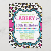 Leopard Cheetah Print Invitation Birthday Kaart (Voorkant / Achterkant)