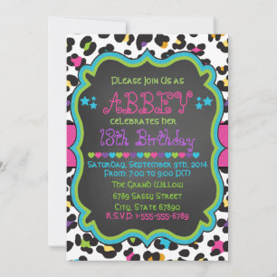 Leopard/Cheetah Print Invitation Birthday Kaart