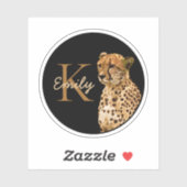 leopard Cheetah Print monogram Initiaal naam Sticker (Vel)