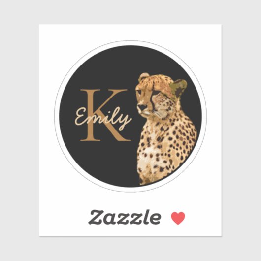 leopard Cheetah Print monogram Initiaal naam Sticker (Vel)
