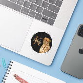 leopard Cheetah Print monogram Initiaal naam Sticker (Laptop met iPhone)