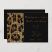 Leopard Cheetah Print Sparkle Party Uitnodiging (Voorkant / Achterkant)