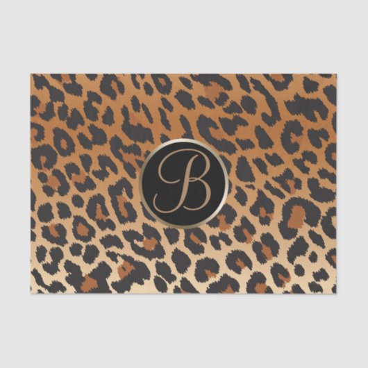 Leopard Cheetah Print Spot Monogram Letter Initiaa Tissuepapier (Voorkant)