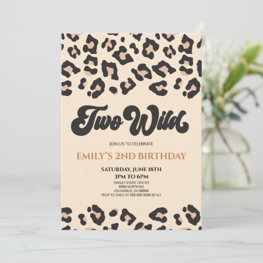Leopard Cheetah Print Twee Wilde 2e Verjaardagsfee Kaart (Staand voorkant)