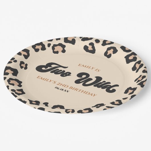 Leopard Cheetah Print Twee Wilde 2e Verjaardagsfee Papieren Bordje (Gekanteld)